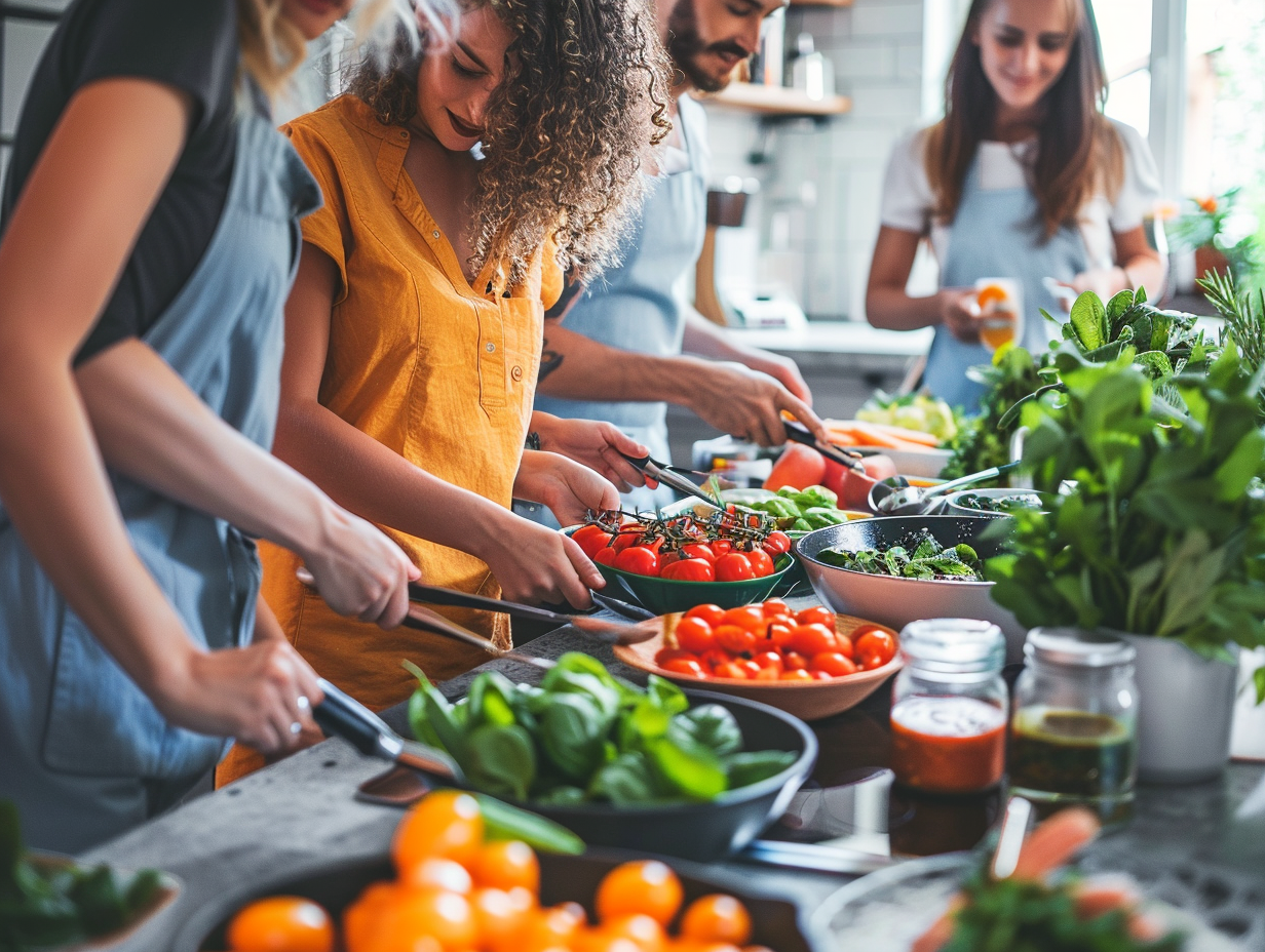 Сімейна трапеза з здоровою їжею